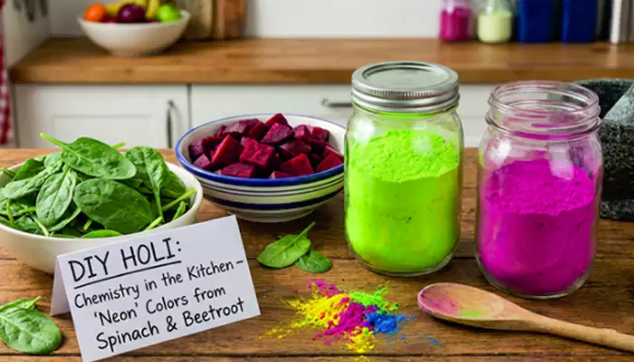 DIY Holi : All About Chemistry in the Kitchen - Making 'Neon' Colors from Spinach and Beetroot